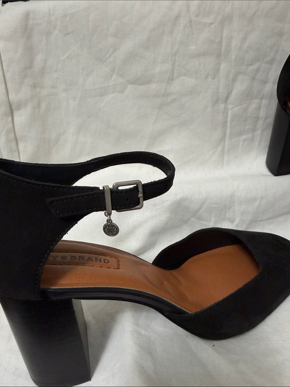 Lucky Brand Black Suede Block Heel Mary Jane Sandals - Picture 3 of 5
